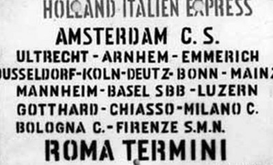 Zugschild »Holland Italien Express«, von Amsterdam bis nach Rom