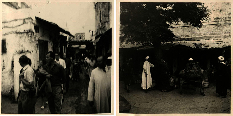 Straßenszene in Marokko, Schwarz-Weiß-Fotografie