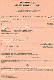 Beispiel eines Arbeitsvertrages, 1962