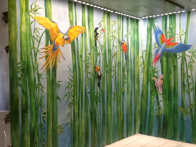 Wandmalerei mit 3-D Elementen 