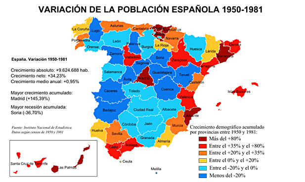 Karte der einzelnen spanischen Regionen