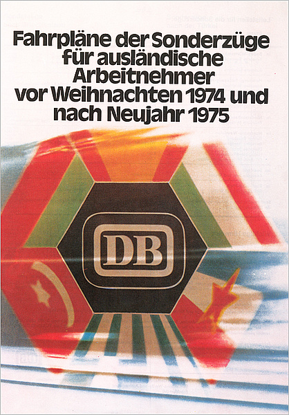 Fahrplan der Deutschen Bahn für »Gastarbeiter«-Sonderzüge aus den Jahren 1974/1975